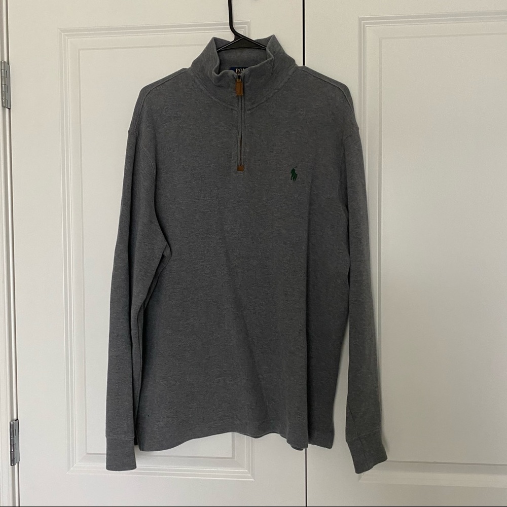 Gray Men’s Polo Quarter Zip Pullover Size L
